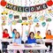 Back to School Hanging Decorations Set, Welcome to School Banner and Swirl Decorations, Classroom Welcome Party Decor with School Bus, Apple & Book Cutouts, Back to School Ceiling Hanging Supplies